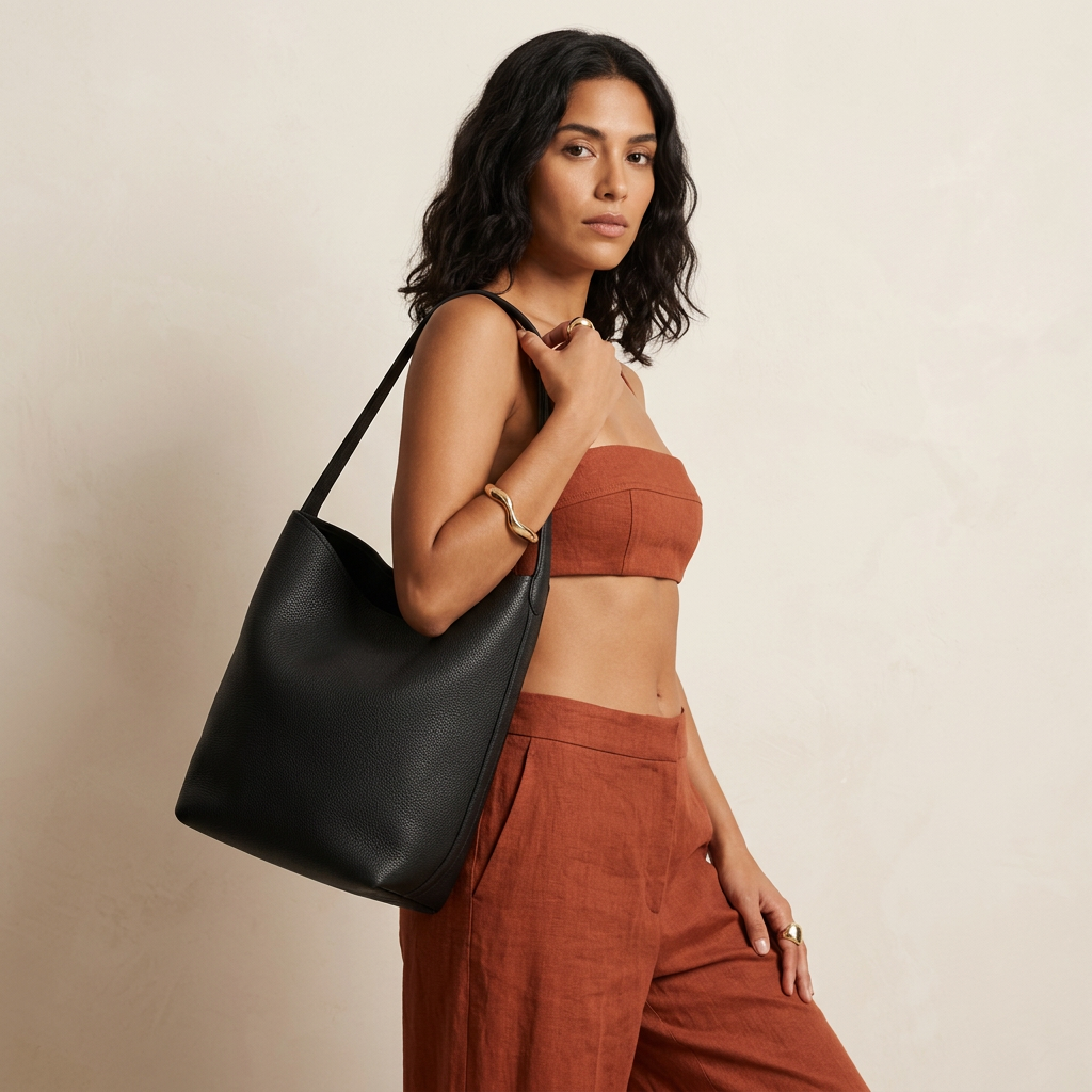 Cleo – Large Vegan Leather Bucket Tote Bag for Work & Everyday