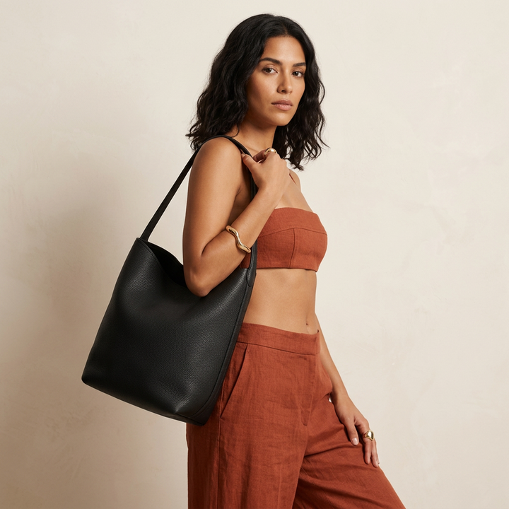 Cleo – Large Vegan Leather Bucket Tote Bag for Work & Everyday