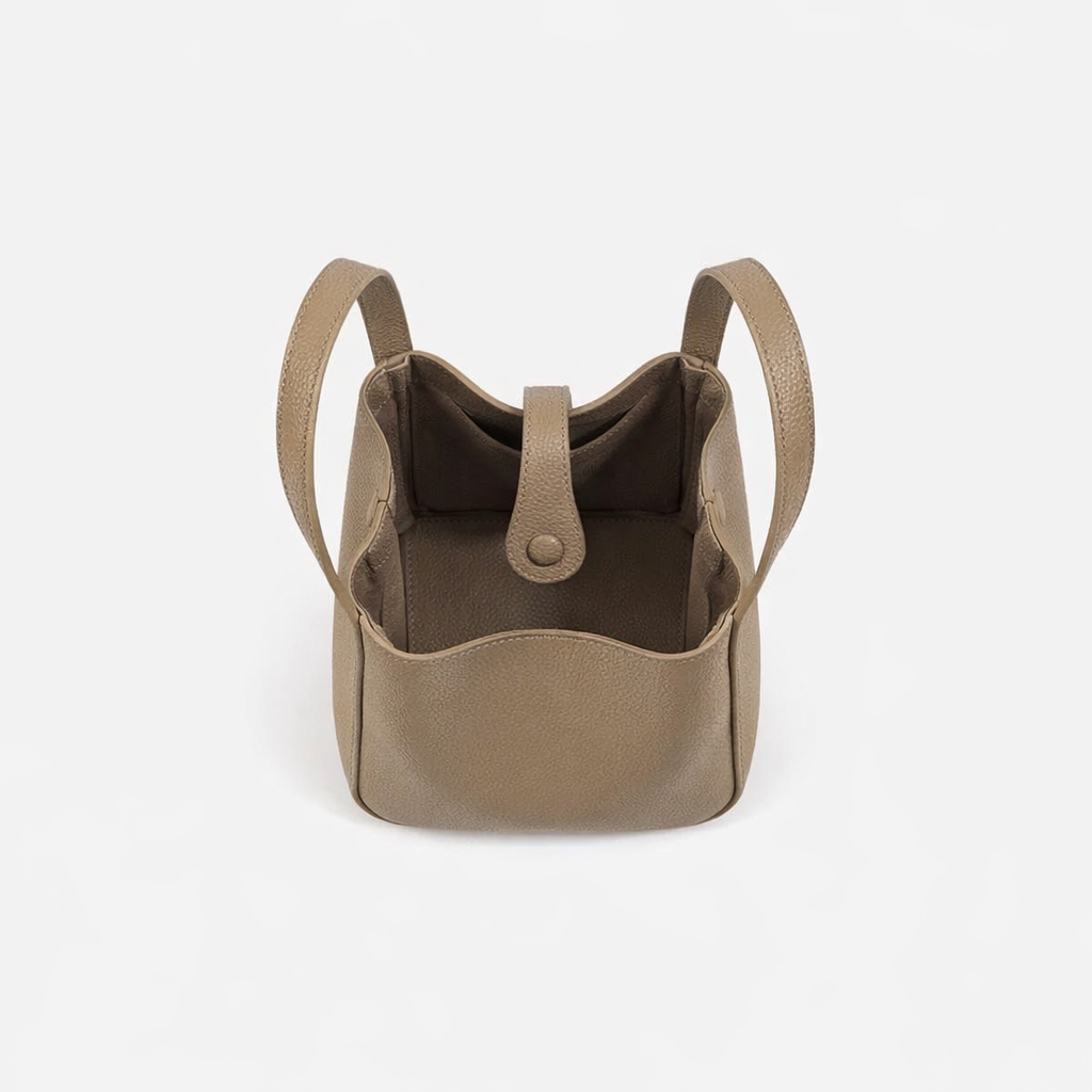 Cleo – Mini Leather Crossbody Bucket Bag with Pouch