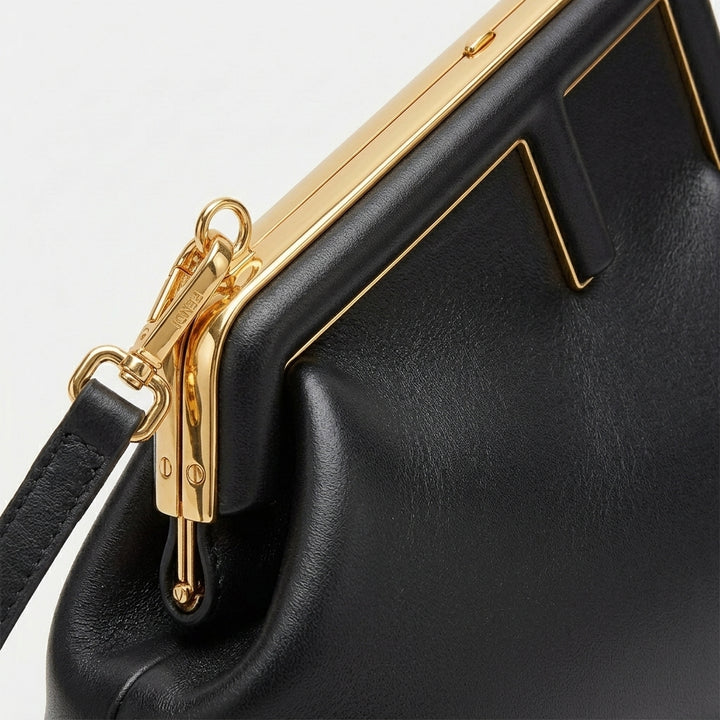 Cleo – Small Vegan Cowhide Crossbody Bag with Gold Frame