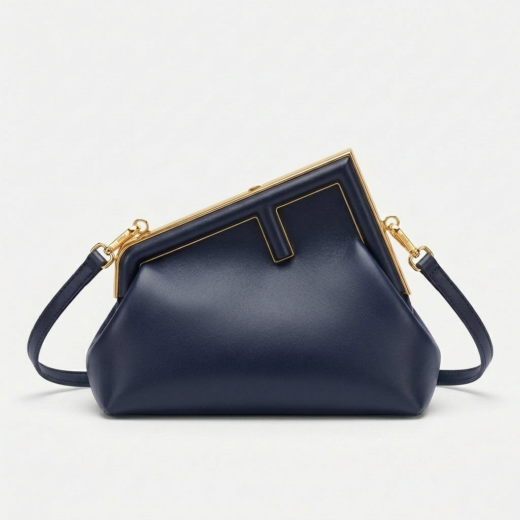 Cleo – Small Vegan Cowhide Crossbody Bag with Gold Frame