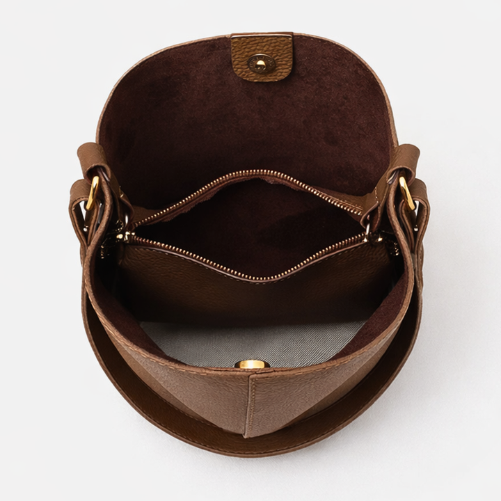 Cleo – Vegan Cowhide Bucket Bag with Pouch, Shoulder Bag