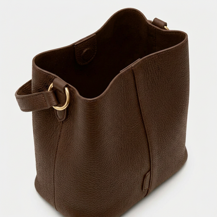 Cleo – Vegan Cowhide Bucket Bag with Pouch, Shoulder Bag