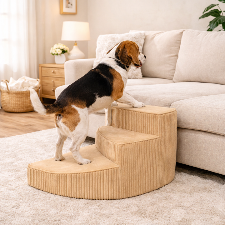 Elevated Pet Access Stairs with Non-Slip Foam Design | Space-Saving Solution for Pet Mobility
