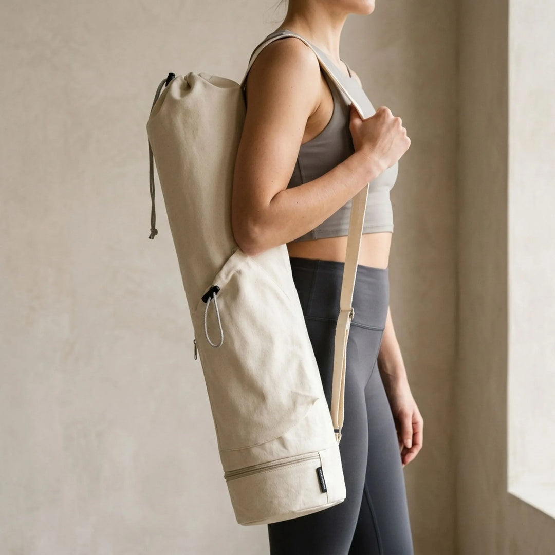 Crossbody Cylindrical Fitness Mat Carrier with Hydration Pocket