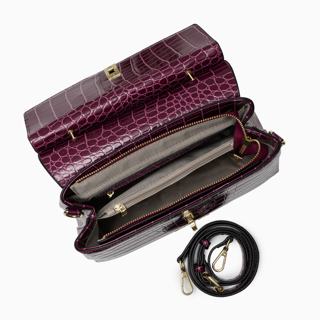 Romane – Snake & Croc Embossed Top Handle Satchel Bag