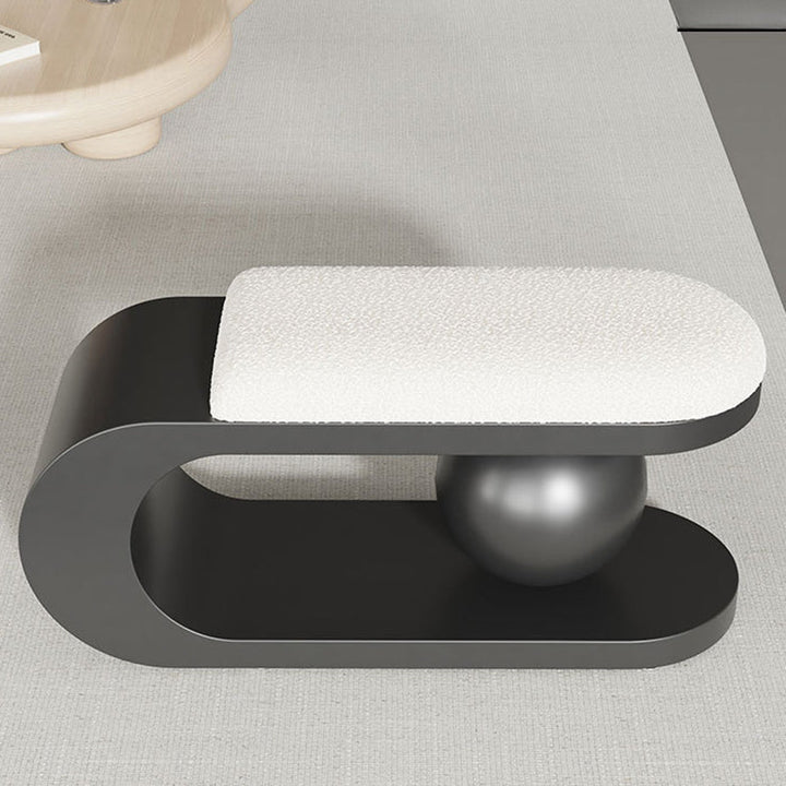 Modern Art Deco Geometric Carbon Steel Iron Stainless Steel Sherpa Fabric Bench Without Backrest and Armrests for Entrance