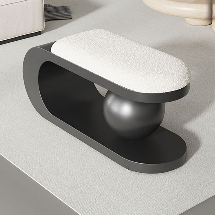 Modern Art Deco Geometric Carbon Steel Iron Stainless Steel Sherpa Fabric Bench Without Backrest and Armrests for Entrance