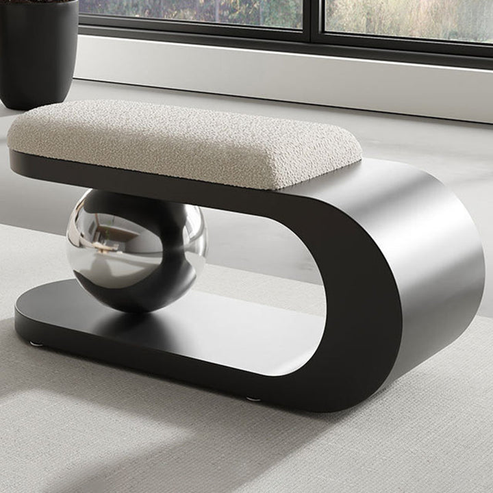 Modern Art Deco Geometric Carbon Steel Iron Stainless Steel Sherpa Fabric Bench Without Backrest and Armrests for Entrance
