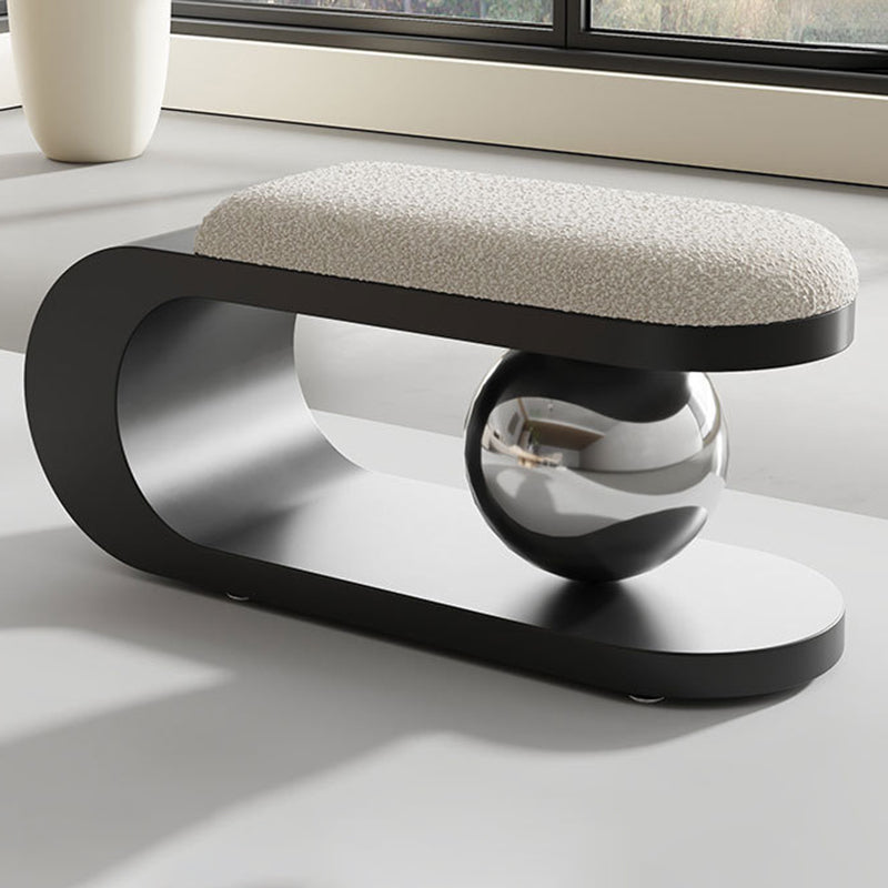 Modern Art Deco Geometric Carbon Steel Iron Stainless Steel Sherpa Fabric Bench Without Backrest and Armrests for Entrance