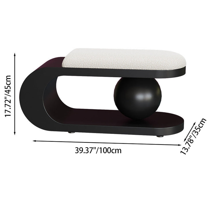 Modern Art Deco Geometric Carbon Steel Iron Stainless Steel Sherpa Fabric Bench Without Backrest and Armrests for Entrance