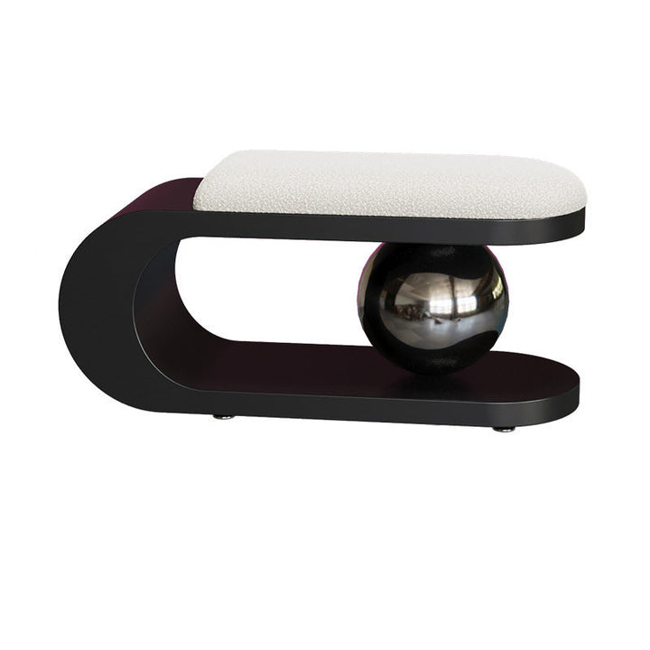 Modern Art Deco Geometric Carbon Steel Iron Stainless Steel Sherpa Fabric Bench Without Backrest and Armrests for Entrance