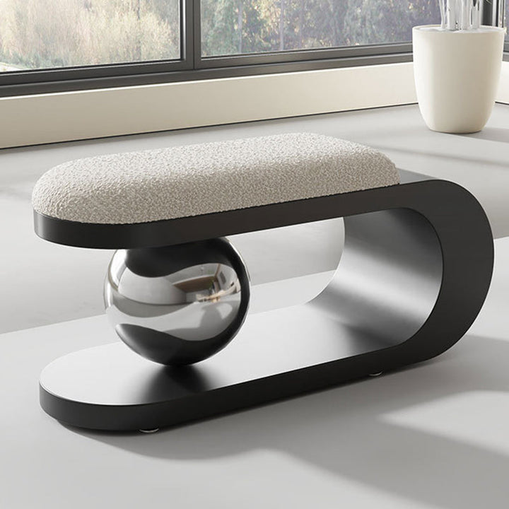 Modern Art Deco Geometric Carbon Steel Iron Stainless Steel Sherpa Fabric Bench Without Backrest and Armrests for Entrance