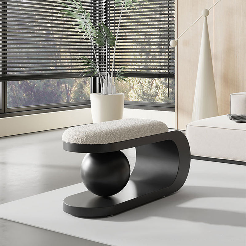 Modern Art Deco Geometric Carbon Steel Iron Stainless Steel Sherpa Fabric Bench Without Backrest and Armrests for Entrance