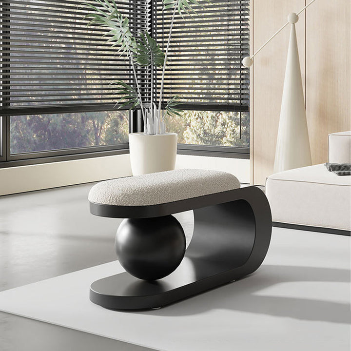 Modern Art Deco Geometric Carbon Steel Iron Stainless Steel Sherpa Fabric Bench Without Backrest and Armrests for Entrance