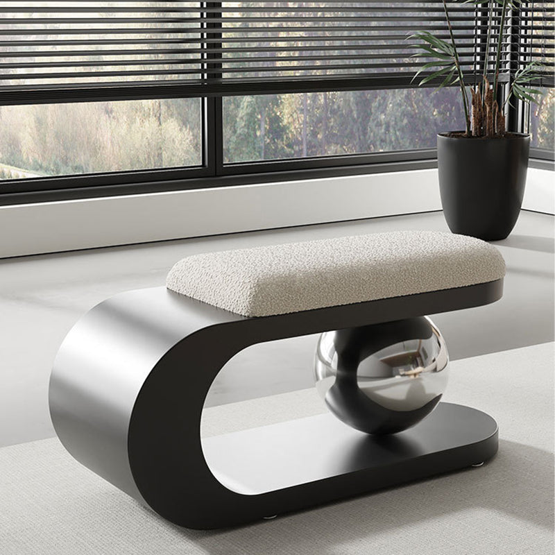 Modern Art Deco Geometric Carbon Steel Iron Stainless Steel Sherpa Fabric Bench Without Backrest and Armrests for Entrance