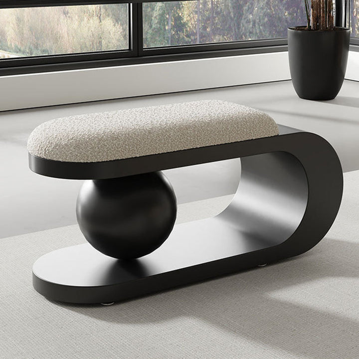 Modern Art Deco Geometric Carbon Steel Iron Stainless Steel Sherpa Fabric Bench Without Backrest and Armrests for Entrance