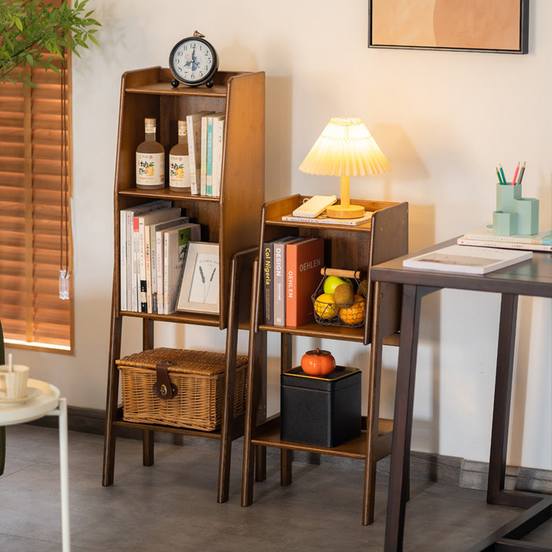 Traditional Japanese Square Bamboo Bookshelves 3/4/5 Shelves for Living Room