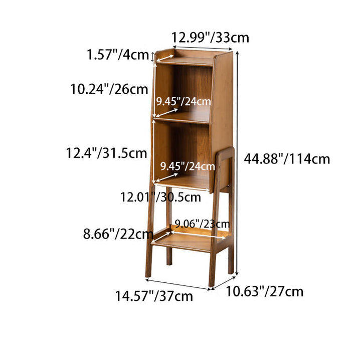 Traditional Japanese Square Bamboo Bookshelves 3/4/5 Shelves for Living Room