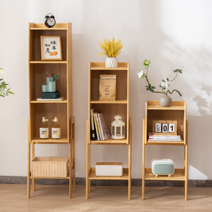 Traditional Japanese Square Bamboo Bookshelves 3/4/5 Shelves for Living Room