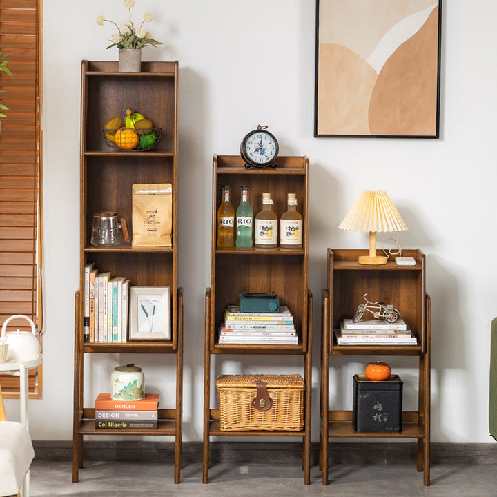 Traditional Japanese Square Bamboo Bookshelves 3/4/5 Shelves for Living Room