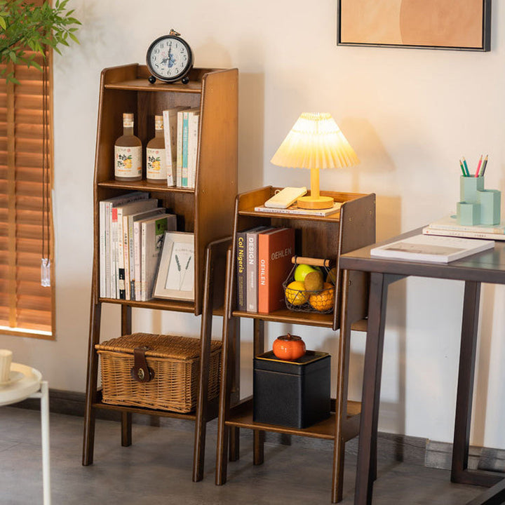 Traditional Japanese Square Bamboo Bookshelves 3/4/5 Shelves for Living Room