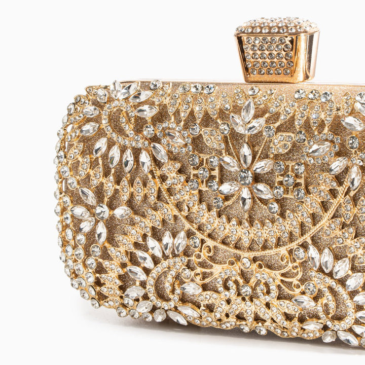 Luxe Bloom – Crystal Top Handle Clutch Purse