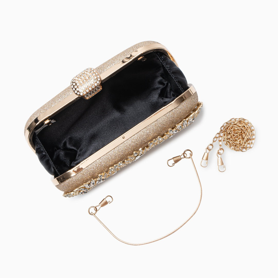 Luxe Bloom – Crystal Top Handle Clutch Purse