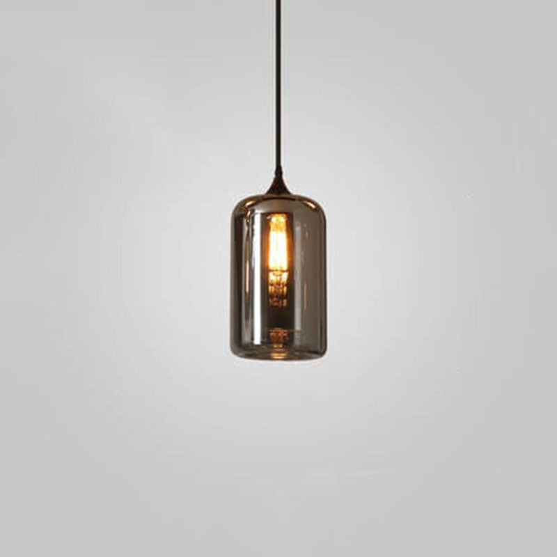 Modern Smoke Gray Glass 1-Bulb LED Pendant Lamp