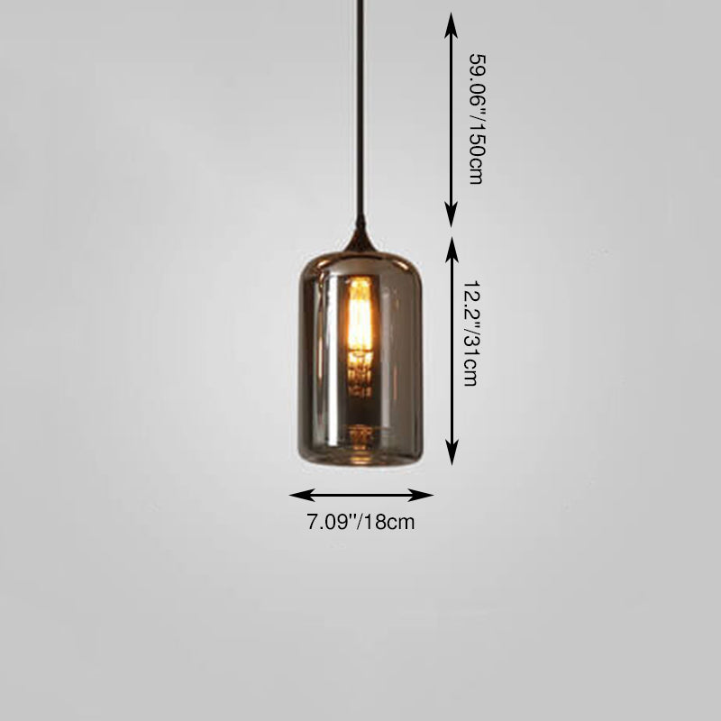 Modern Smoke Gray Glass 1-Bulb LED Pendant Lamp