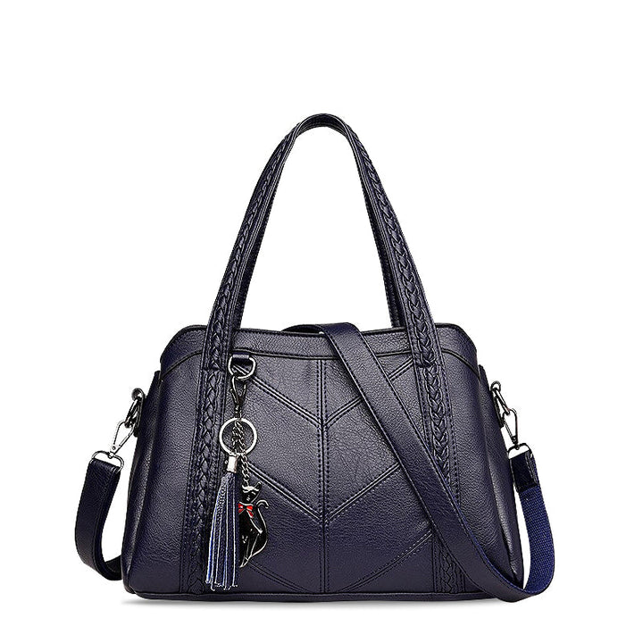 Solène – Vegan Cowhide Satchel Bag, Braided Strap Bag