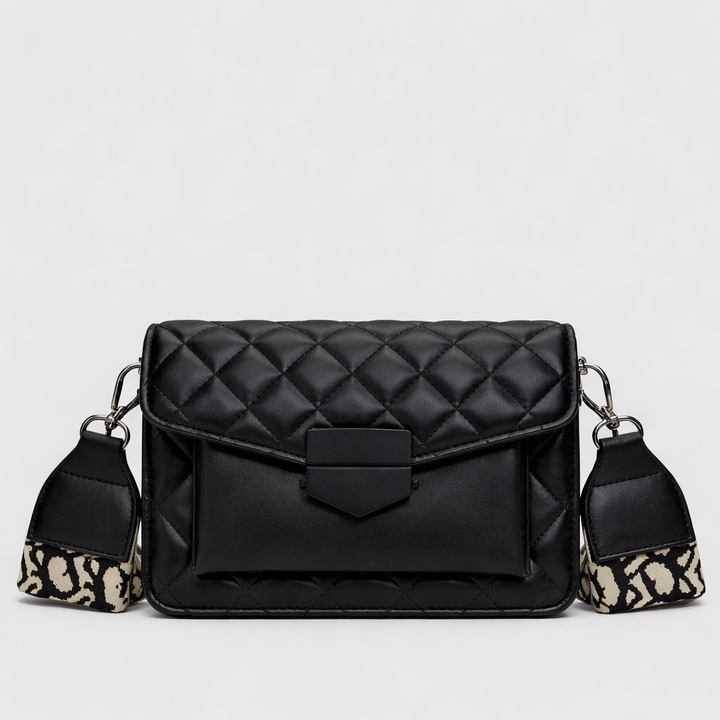 Demi – Quilted Vegan Leather Crossbody Bag with Wide Strap