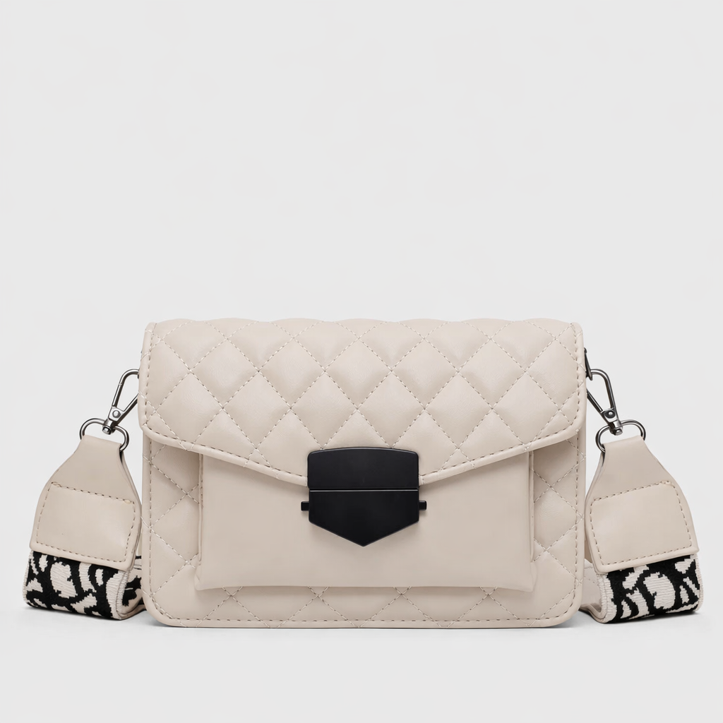 Demi – Quilted Vegan Leather Crossbody Bag with Wide Strap