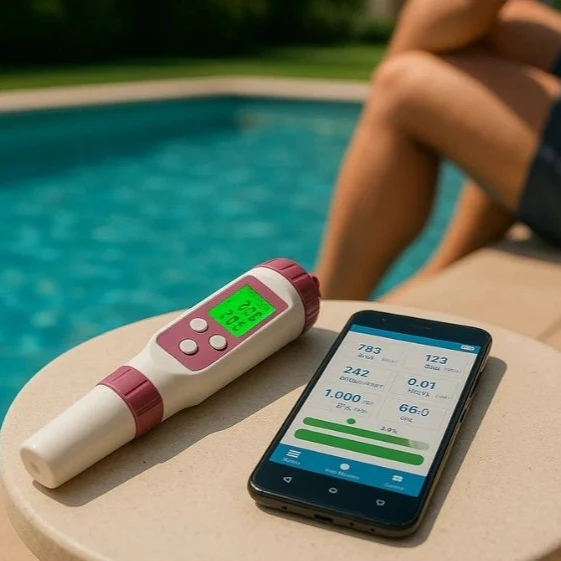 AquaCheck 7-Parameter Digital Water Tester with Mobile App for Pools and Spas