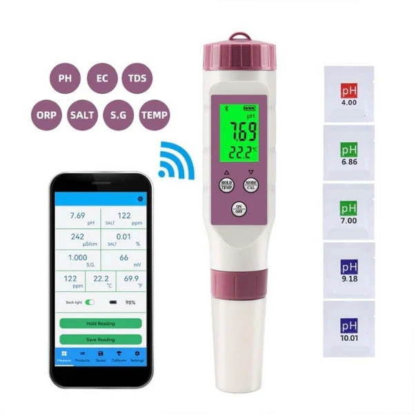 AquaCheck 7-Parameter Digital Water Tester with Mobile App for Pools and Spas