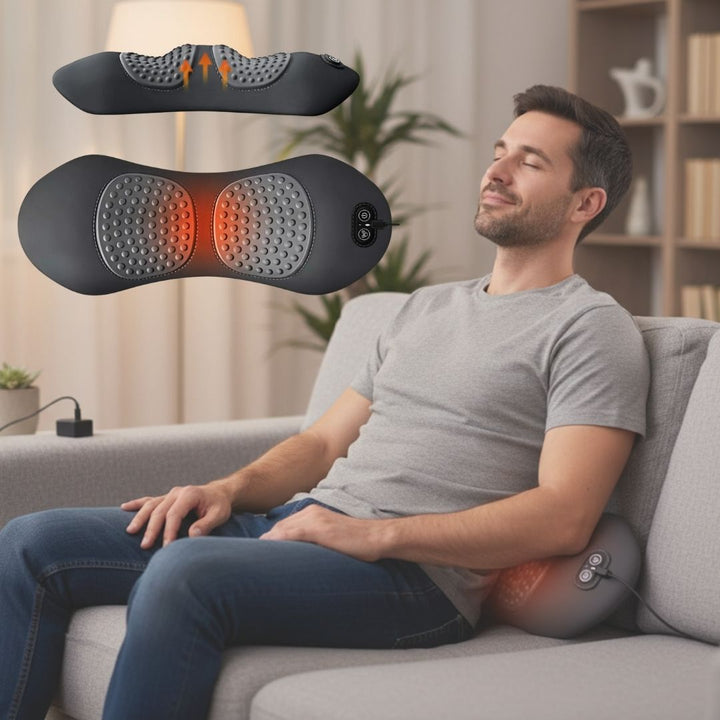 Back Pain Massager with Heat & Vibration Massage, Back Support for Sciatica Relief, Lumbar Pain & Posture Correction – 3-in-1 Home Treatment