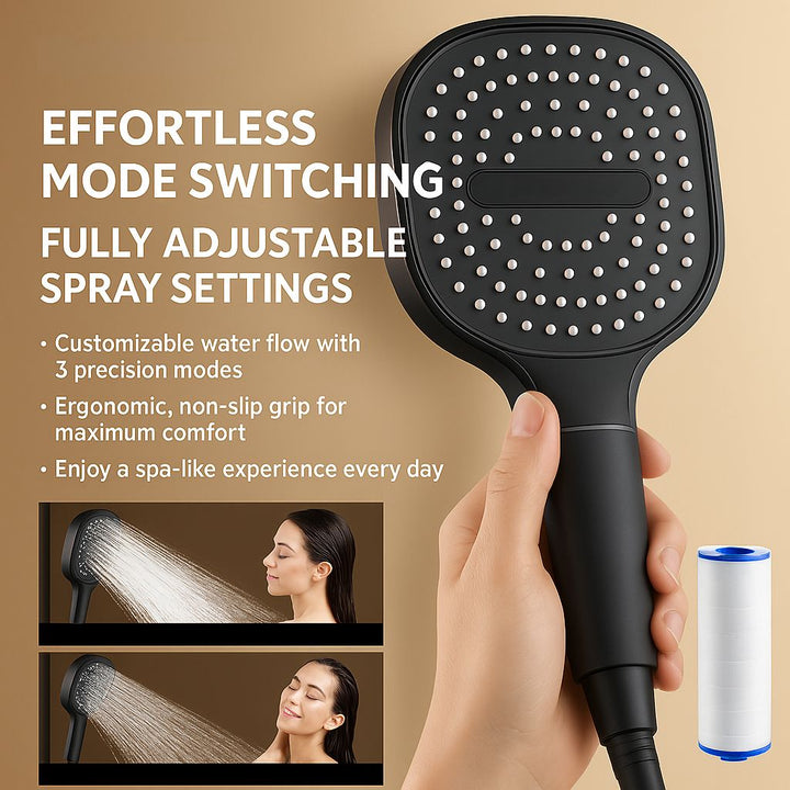 High-Pressure Shower Head with Turbo Boost Technology and Filtration
