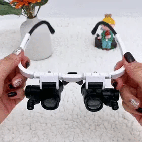 Hands-Free LED Magnifier Headset with 8x, 15x, and 23x Magnification Lenses