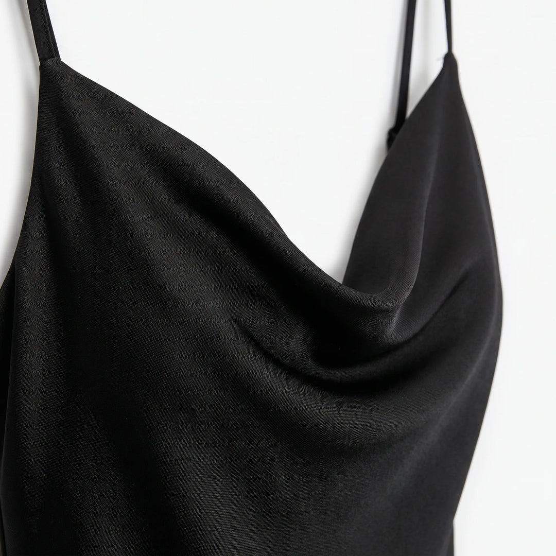Cowl Neck Maxi Slip Dress with Draped Neckline