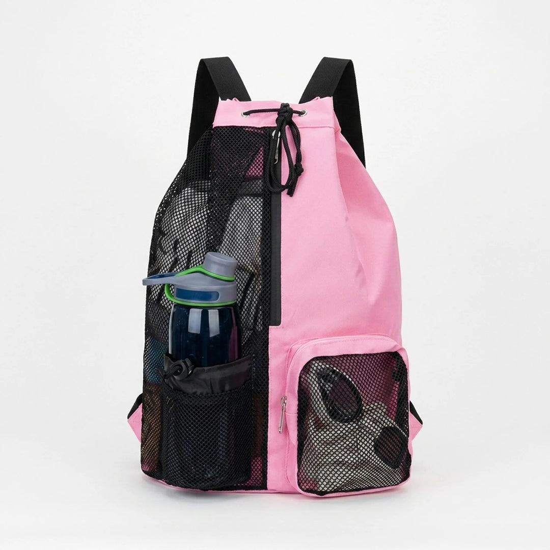Ventilated Drawstring Sports Backpack with Wet Gear Compartment