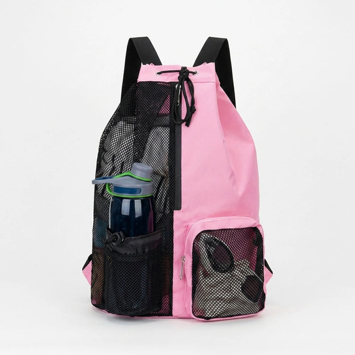 Ventilated Drawstring Sports Backpack with Wet Gear Compartment