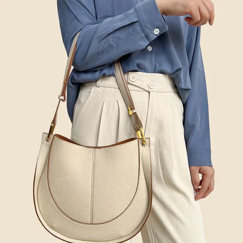 Lune – Women's Leather Hobo Shoulder Bag, Slouchy Purse