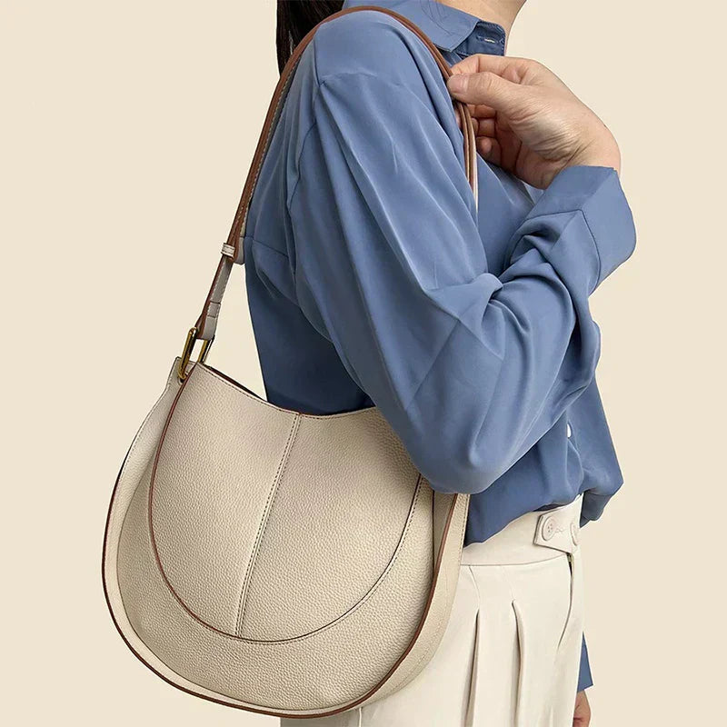 Lune – Women's Leather Hobo Shoulder Bag, Slouchy Purse