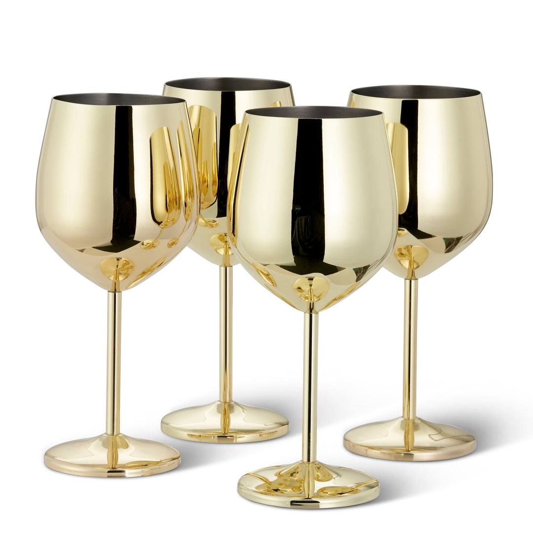 Premium Gold Stainless Steel Wine Glasses with Shatterproof Design | Perfect for Home Bars and Outdoor Gatherings