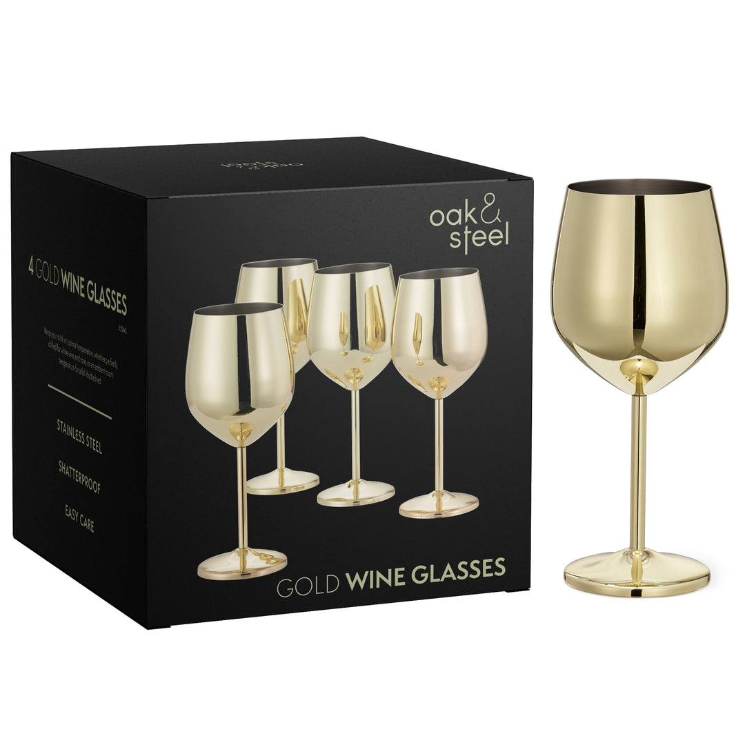 Premium Gold Stainless Steel Wine Glasses with Shatterproof Design | Perfect for Home Bars and Outdoor Gatherings
