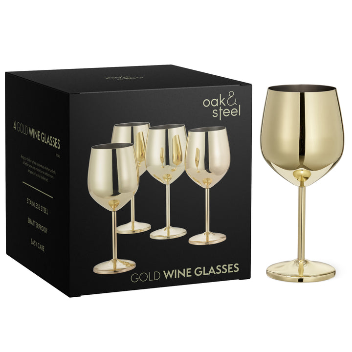 Premium Gold Stainless Steel Wine Glasses with Shatterproof Design | Perfect for Home Bars and Outdoor Gatherings