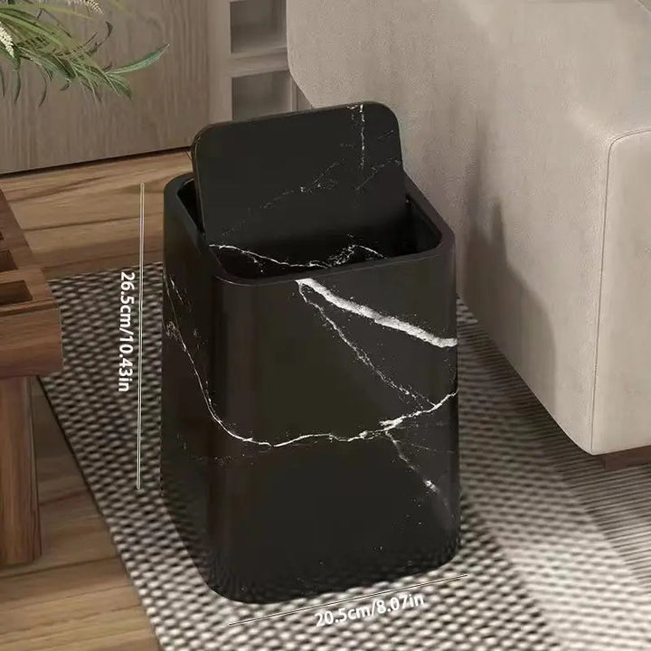 Marble Finish Swing Lid Waste Bin – Elegant Trash Can for Home & Office