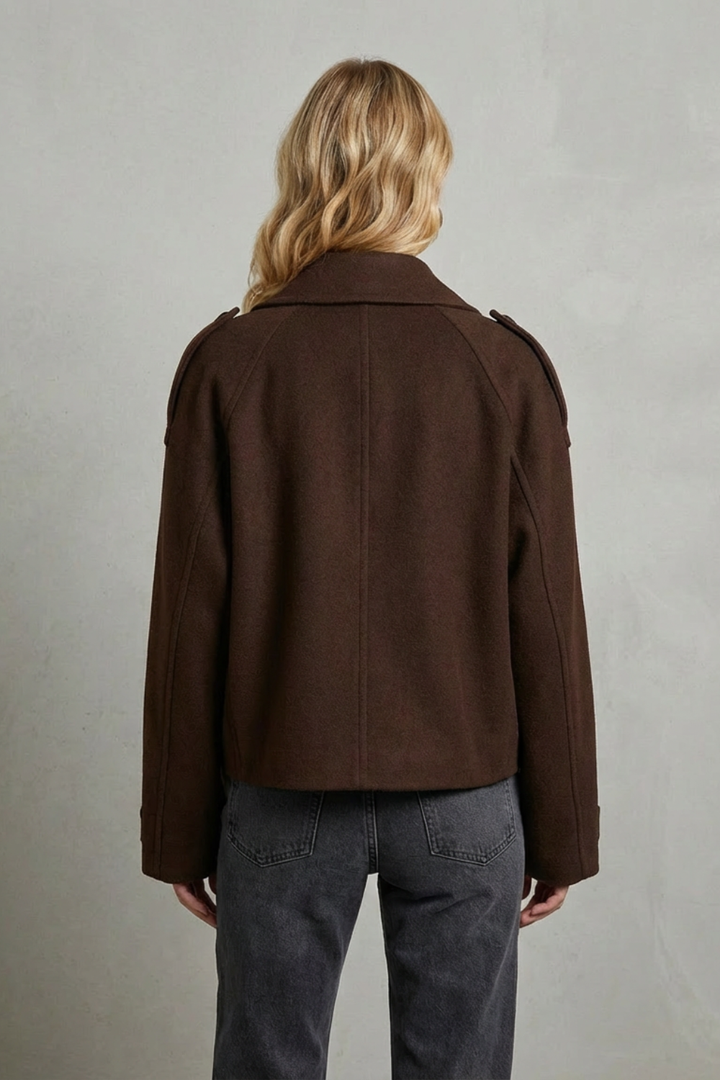 Classic Cropped Double-Breasted Wool Blazer for Women