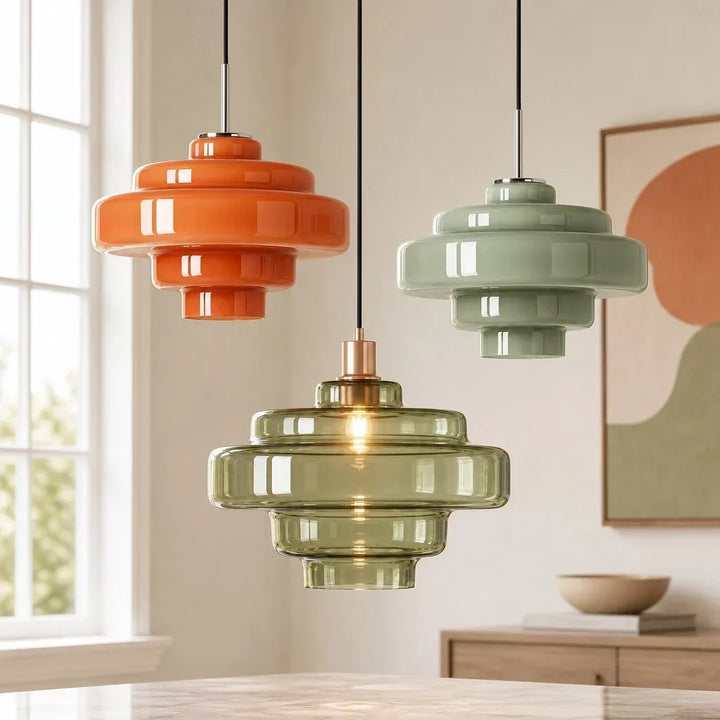 Elissa Modern Glossy Tiered Glass Pendant Light