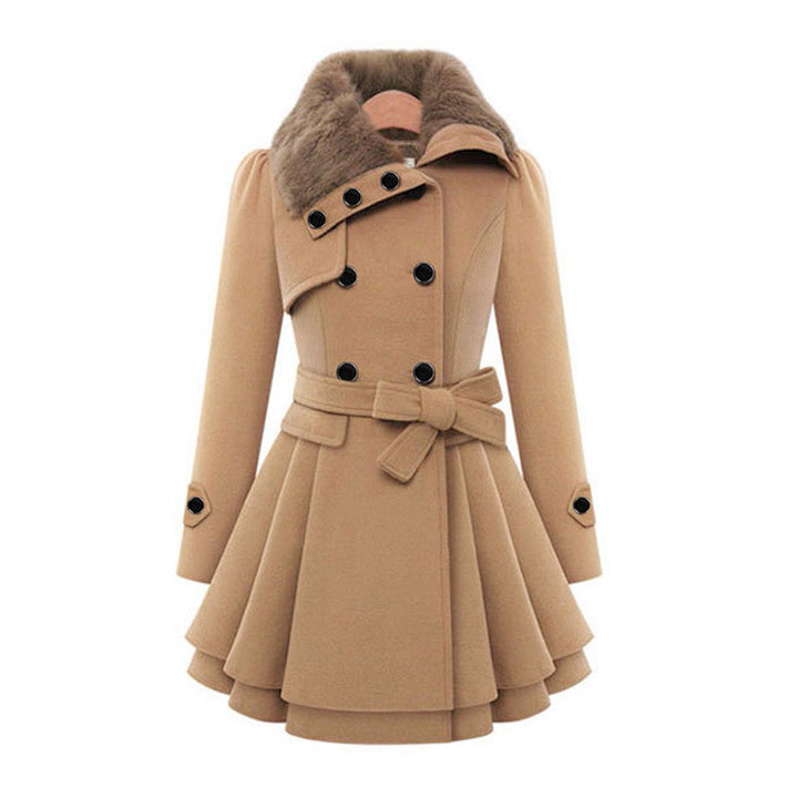 Women's Structured Plush Collar Tailored Coat for Casual and Evening Wear